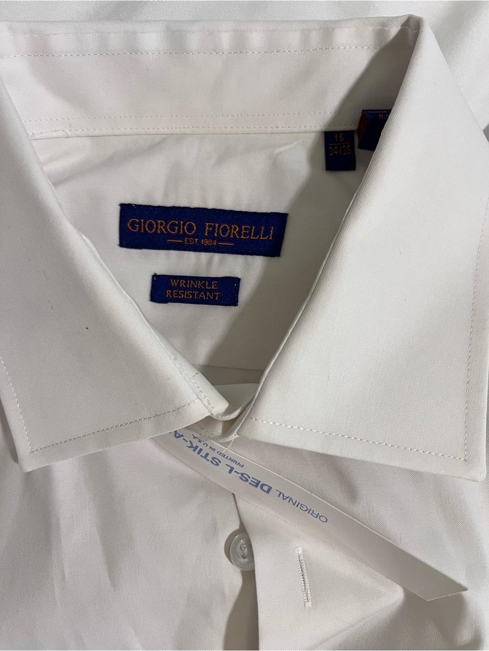 Giorgio Fiorelli Men's Crisp White Dress Shirt with Point Collar 16.5